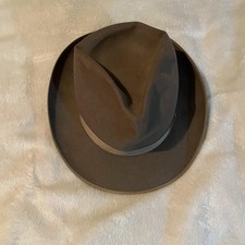 Vintage 1950s Royal Stetson "Jet" Fur Felt Fedora Hat Brown Mid Century