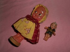 Old Celluloid Kewpie Dolls 5.5cm  12cm Handmade Clothes No Cracks Used