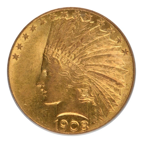1908 $10 Gold Indian Head PCGS AU-58 CAC Motto