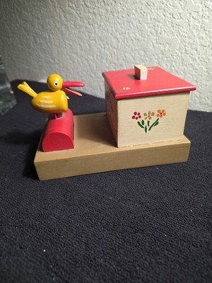 duck cigarette dispenser Antique Working Wooden Cigarette Dispenser with Bobbing Duck Retriever