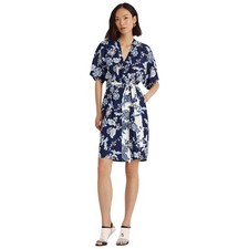 Lauren Ralph Lauren | Women's Twilight Blue White Floral Crepe Dress Size 0 NWT