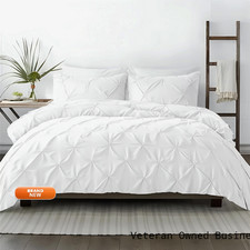 Kotton Culture 3 Pc King Size Pinch Pleated - Pintuck Duvet Cover Set - 100
