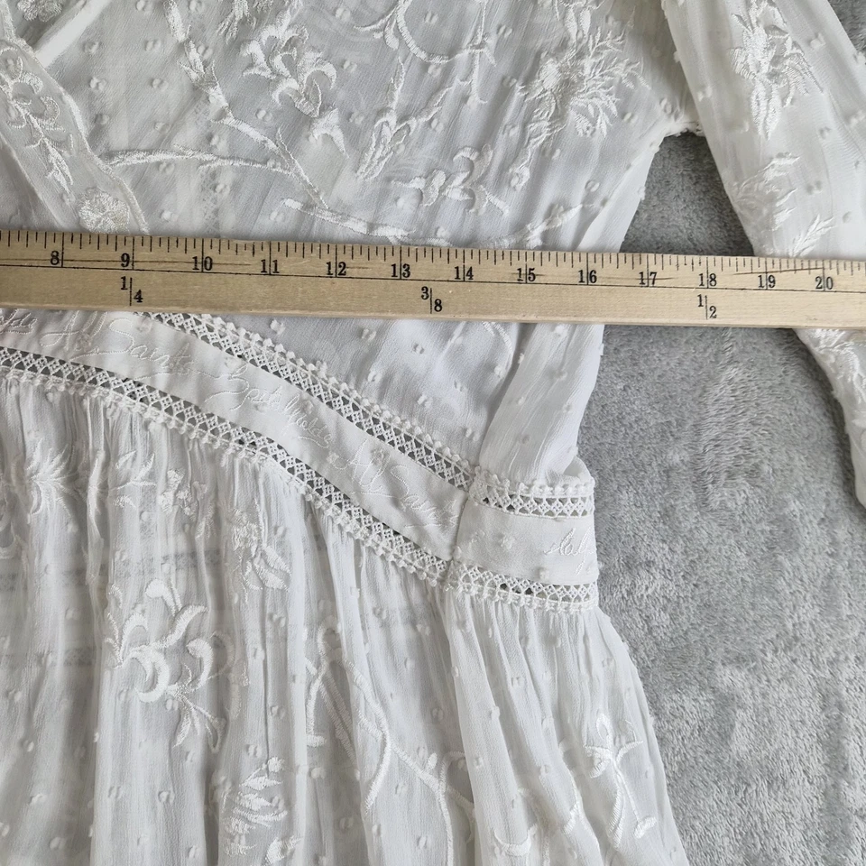 Vestido All Saints Dawn 4 Blanco Bordado Asimétrico Spitalfields Transparente Boho Foto 3 de 4