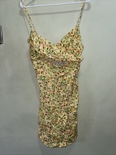 Urban Outfitters dress Womens L Yellow Mini Peaches Floral NWOT