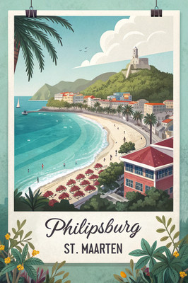 Philipsburg St. Maarten Vibrant Travel Poster - Caribbean Paradise Kunstdruck A1-
