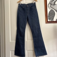 Levi's 646 Orange Tab Flared Jeans 1970s Vintage 30x36 rare Dark Wash Denim USA