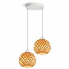 LUXOLAR Pendelleuchte Natural Bambus 2 flammig E27 60 W Hängelampe BOHO Design