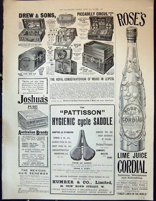 Old Drew Sons Rose'S Lime Juice Cordial Joshua Wine Brandy Humber 189 Victorian