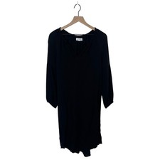 Velvet by Graham & Spencer Cotton Gauze Midi Tunic Dress Black Long Sleeve XS