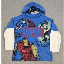 Marvel Avengers Boys Graphic Hoodie Blue White Captain America Iron Man Hulk 6