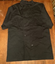 Chef Works Chef Coat Small Short Sleeve Black Double Breasted New Button Up