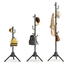 Anti-Tip Coat Rack with 8LB Weighted Base, Metal Freestanding Coat Rack Stand...