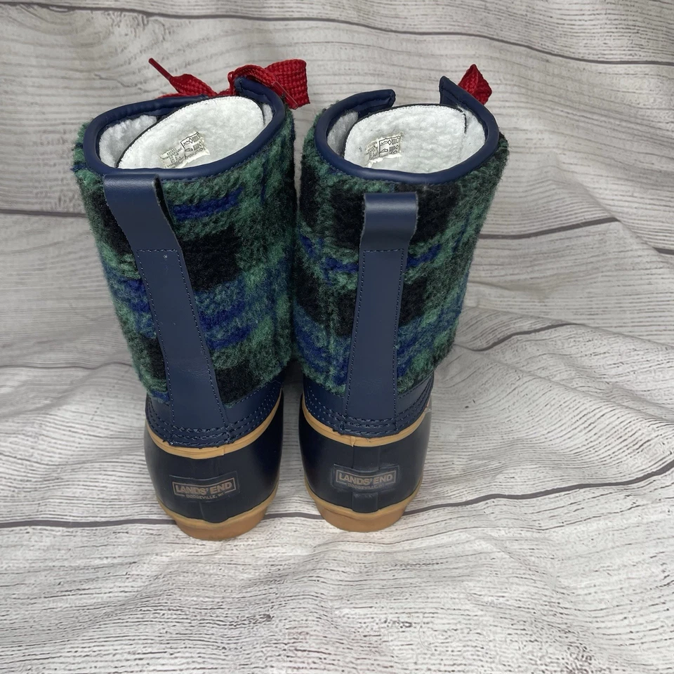 Botas de pato Lands’ End para mujer 10 cuadros Sherpa forradas de lana de cuero aislado Foto 4 de 4
