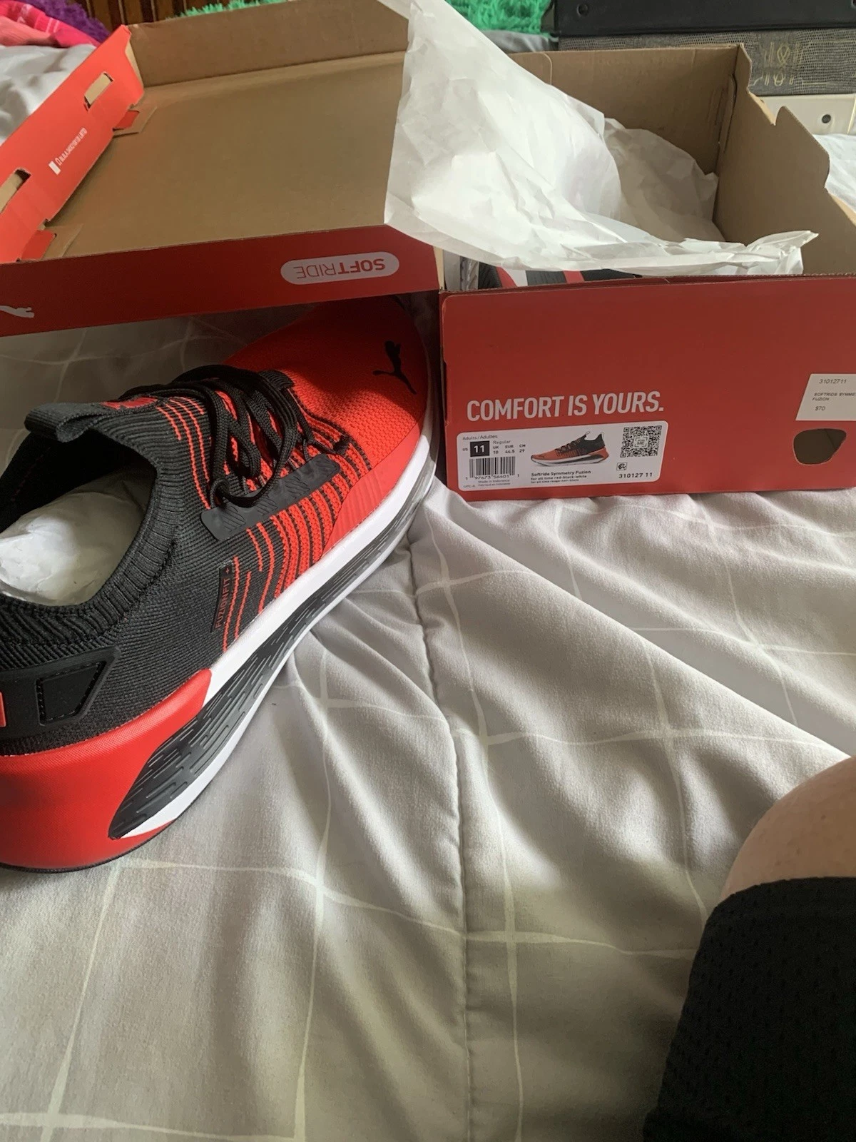 Puma Softride Symmetry Fuzion Running Uomo Rosso Sneakers Scarpe da Ginnastica Nuove