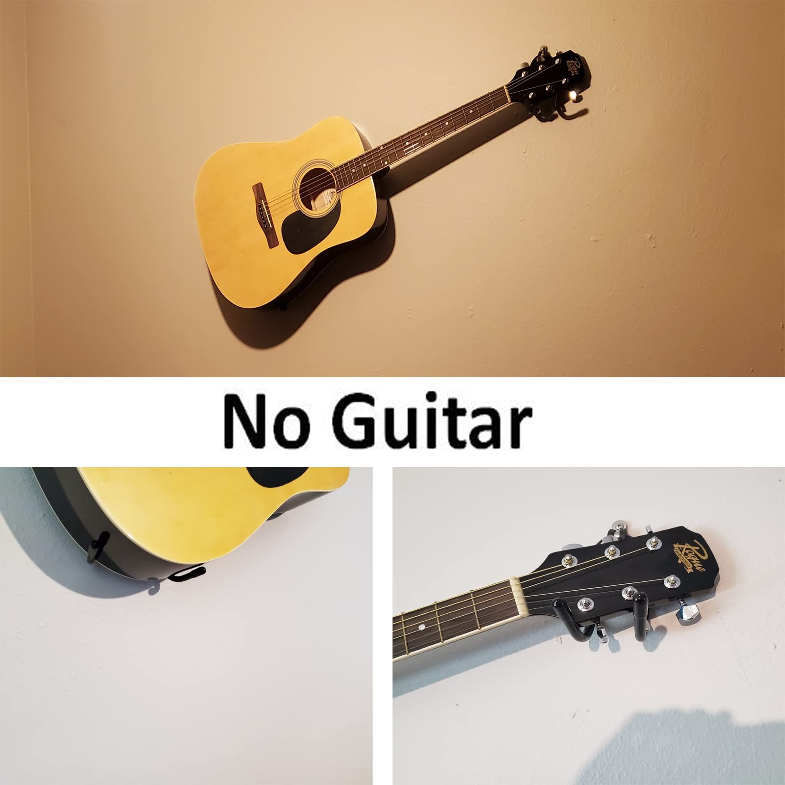 Pmsanzay Horizontal Guitar Wall Mount Hanger, 2 Pack Guitar Hanger Wall Hook ...
