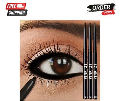 3pcs Waterproof Black Eyeliner Pencils-Smudge-Proof, Long-Lasting &Beginner-Frie