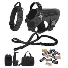 Military Tactical Dog Harness Set  Large K9 Vest  Collar  Leash