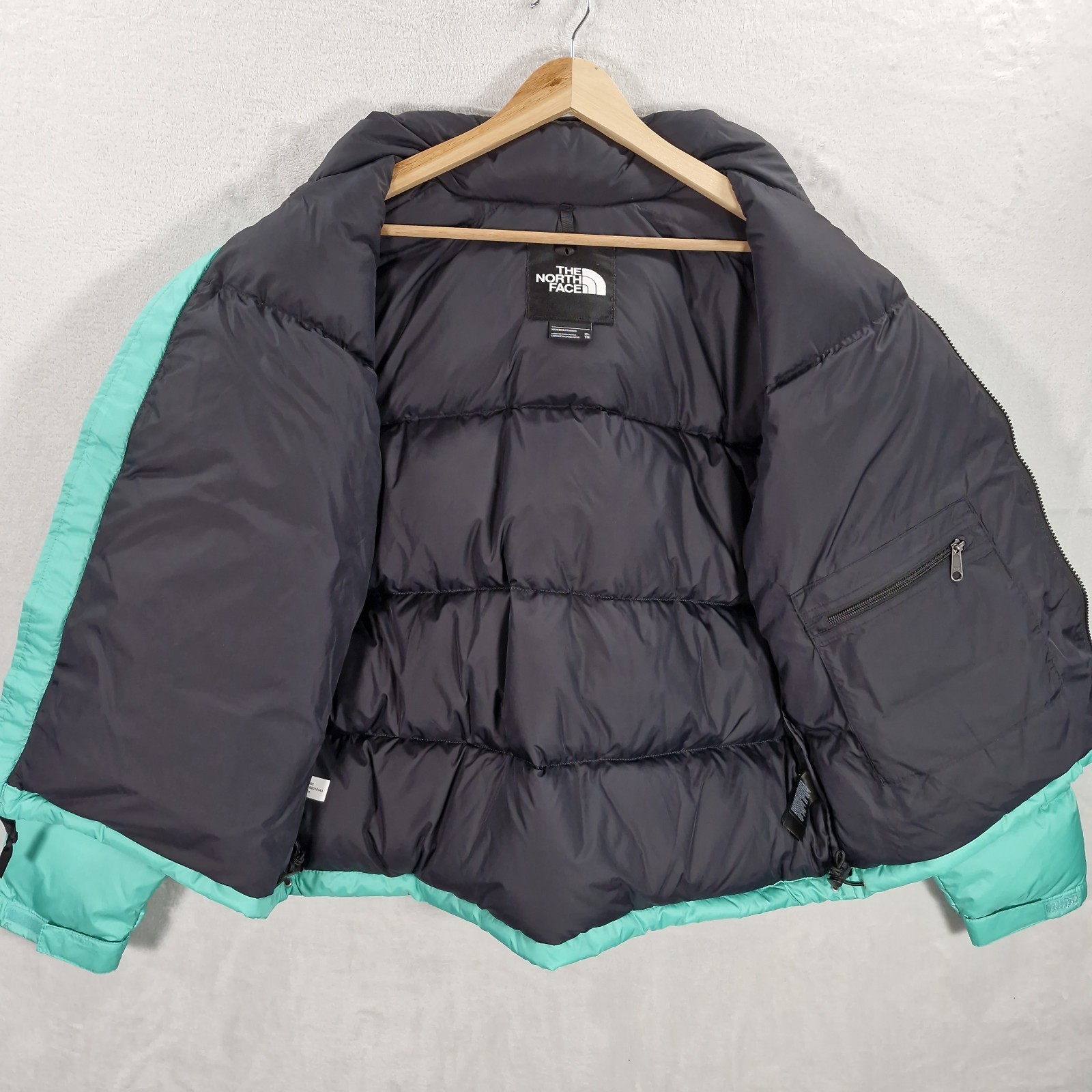 The North Face Nuptse Puffer Coat Womens XL Black Turquoise 700 1996 Retro New thumbnail 5