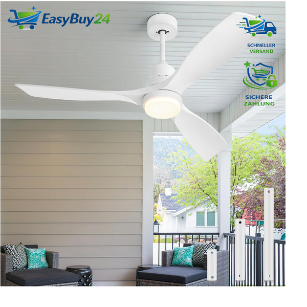 Deckenventilator Mit Beleuchtung Fernbedienung Leise Dc Motor 132 Cm 52 Zoll-image