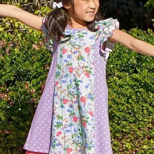 MATILDA JANE Size 8 Spring Flowers Dress Lets Go Together Girls Purple A28