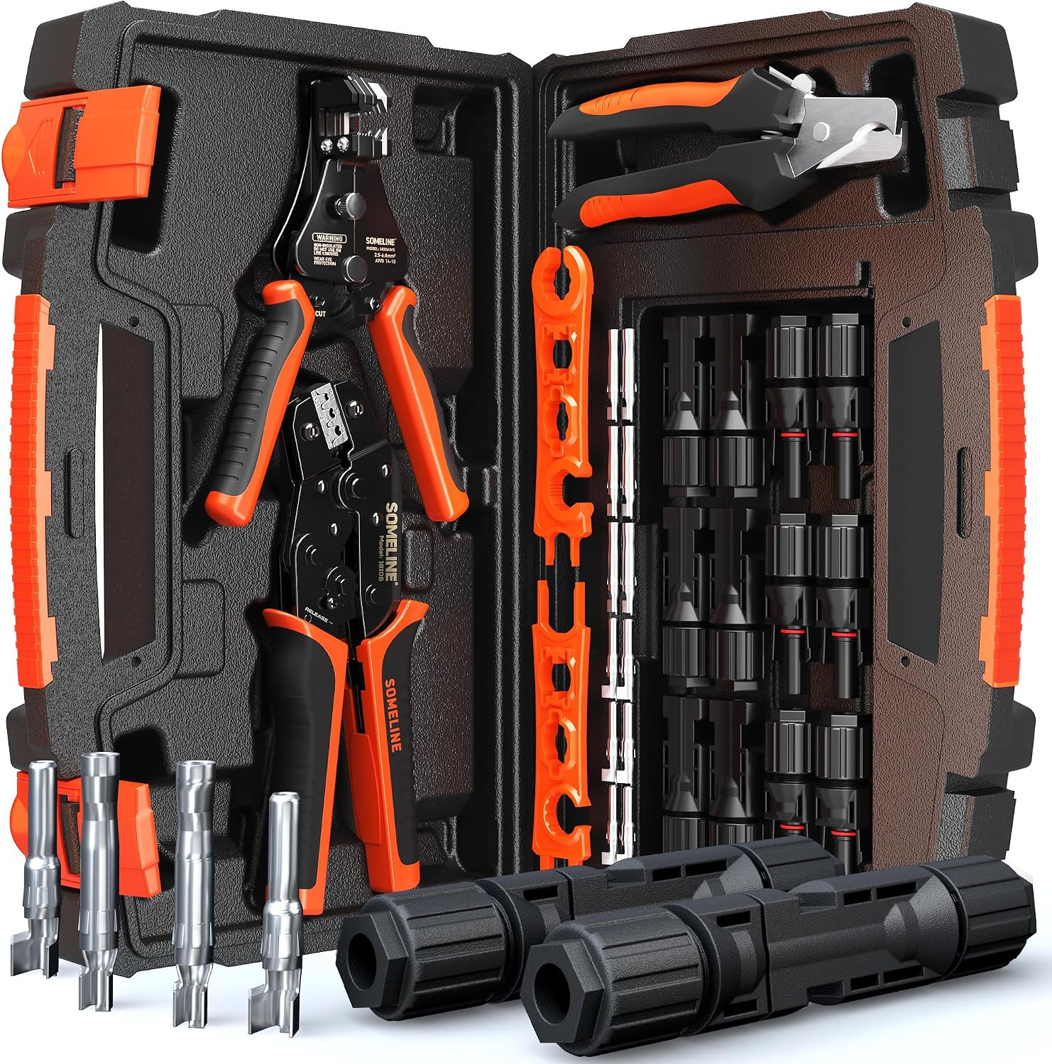 Solar Connector Crimping Tool Kit, 14-10 AWG Crimper for Solar Panel Cables Conn