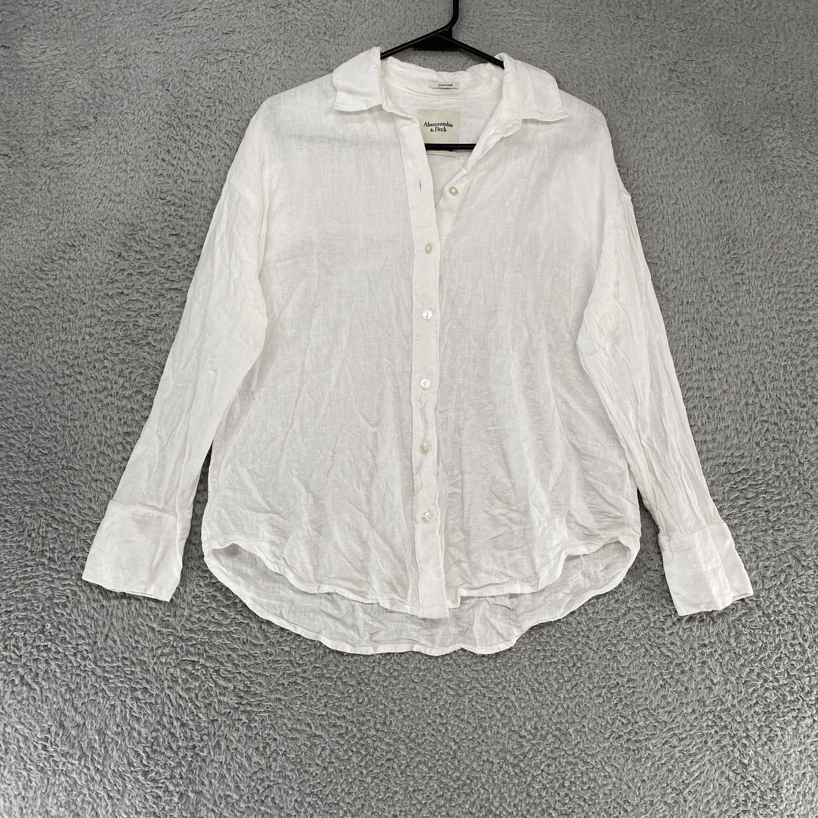 Abercrombie & Fitch Shirt Womens XS White Oversized Linen Minimalist Neutral