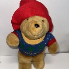 Vintage Paddington Bear 1975 1989 Eden Darkest Peru Christmas Sweater Red Hat