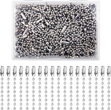 100Pcs Ball Beads Chain Bulk, Silver Keychain Rings, 4 Inch Dog Tag Metal Small