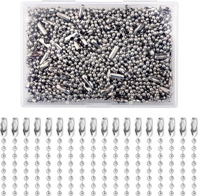 100Pcs Ball Beads Chain Bulk, Silver Keychain Rings, 4 Inch Dog Tag Metal Small