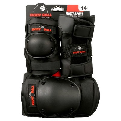 Eight Ball Black Pads, for Bike, Skate, and Scooter, Adult 14+