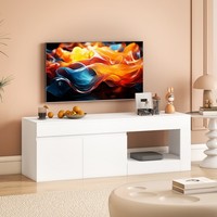 Homcom TV Schrank TV Board Mit 2 TüRen, Offenem Fach FüR Wohnzimmer Weiß