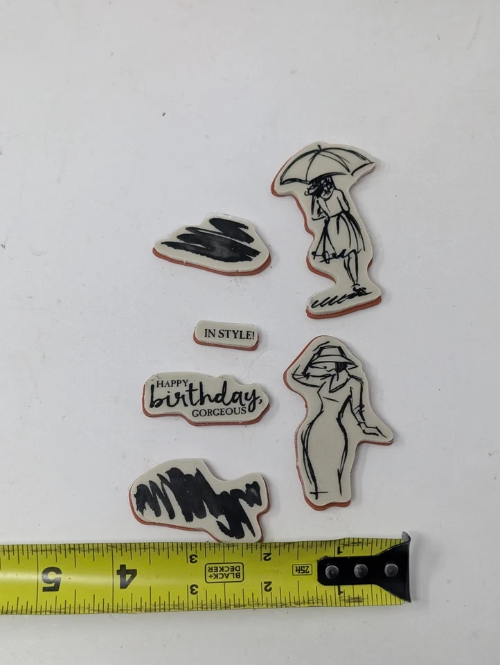 Conjunto de estampillas de goma Stampin Up Beautiful You moda mujer paraguas cumpleaños artesanía Foto 3 de 4