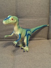 Large 20 Inch Rubber Velociraptor Dinosaur Blue Green Yellow 2018 2387C