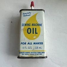 1970s TACONY Sewing Machine Oil Tin Can Handy Oiler With Oil