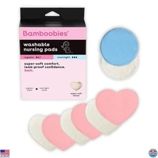 Bamboobies Ultra-Soft Velour Nursing Pads - 6 Ultra-Thin & 2 Overnight Reusable