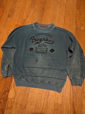 Vintage 90s Bugle Boy Men's Aqua Metallic Compagnie Sweatshirt M