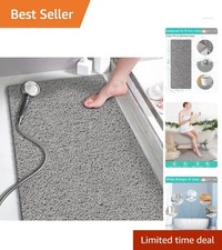 15.7x36 Grey Non-Slip Shower Mat - Loofah Texture for Safe Bathing Experience
