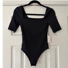 Babaton Contour Squareneck Short-Sleeve Bodysuit Black XS NWT