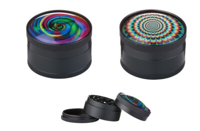 Hypnotize Grinder Crusher Tabak Gewürz Kräuter Mühle 51mm Metall Schaber 3tlg 