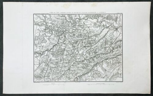 1835 M Thiers Large Antique Map Bavaria Regensburg to Landshut Germany, Napoleon - Afbeelding 1 van 2
