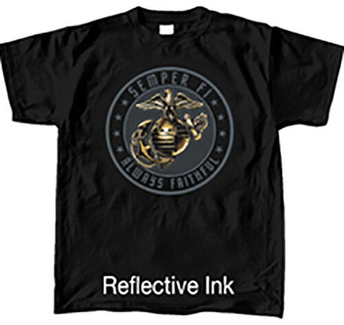 U.S. Marine Corps Semper Fi Black Out USMC BLACK Adult T-shirt - Picture 2 of 2