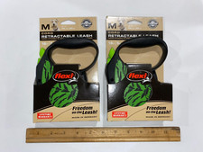 Two 2 NEW Flexi 16-FT Cord Retractible DOG LEASH Medium 44 lbs Safari Green