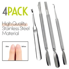 CUTICLE PUSHER INGROWN TOENAIL LIFTER MANICURE PEDICURE NAIL CARE TOOLS (4 PC)