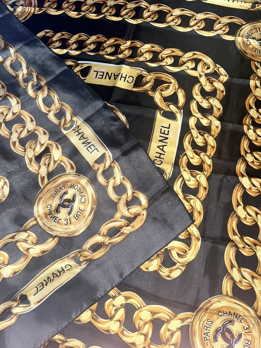 Rare VINTAGE CHANEL Silk Scarf 31 Rue Cambon Paris Gold Rare VINTAGE CHANEL Silk Scarf 31 Rue Cambon Paris Gold