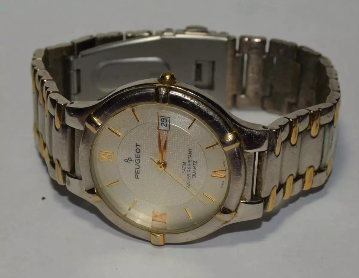 Peugeot Homme Quartz Date Montre Unique Cadran Fait Fonctionner