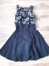 VERA MONT Kleid mit Blumenapplikation, schwarz Gr. 32 