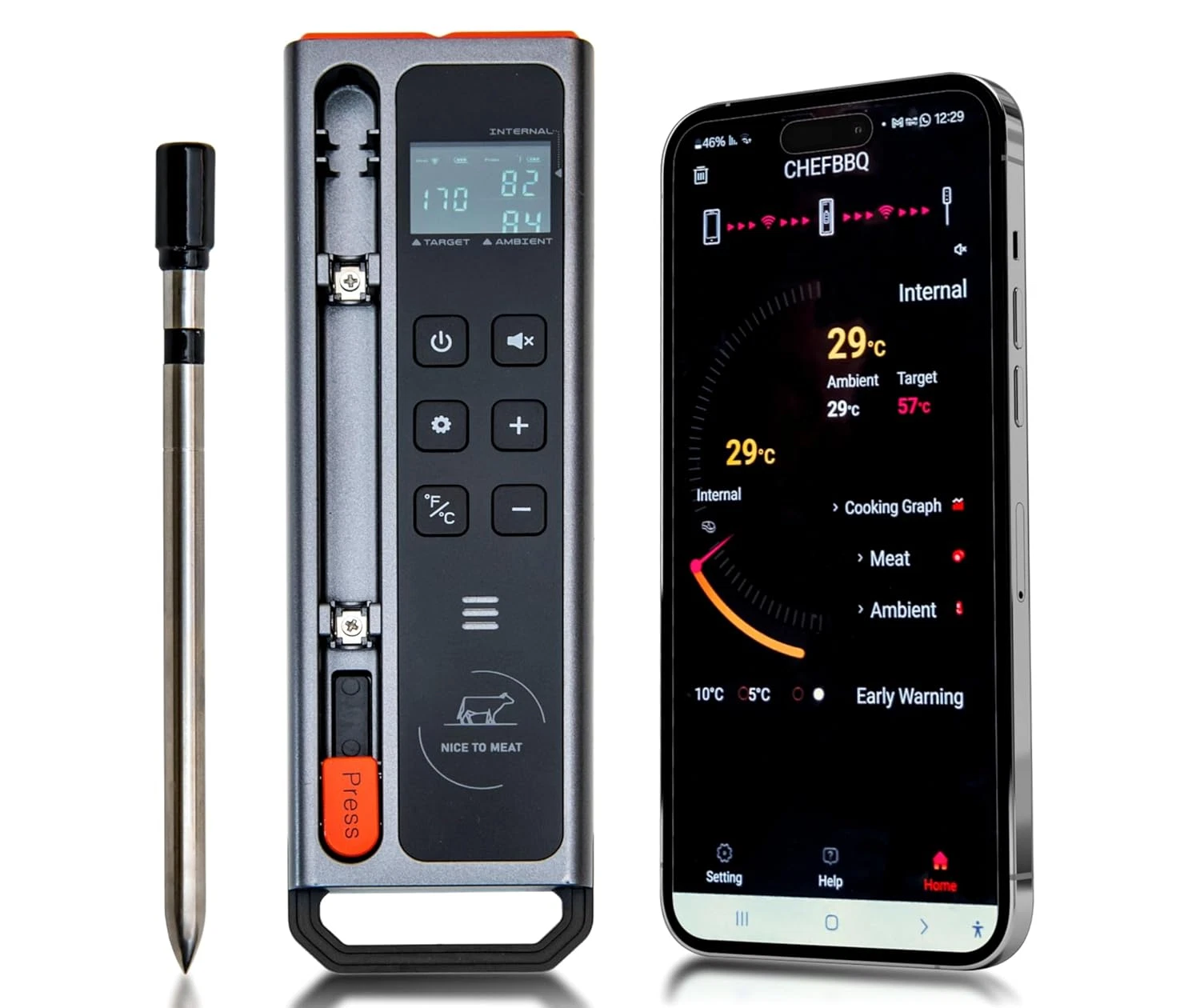 Wireless Digital Meat Thermometer - Accurate Cooking & Grilling Tool