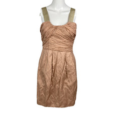 J. Crew Dress Womens Sz 0 Pink Beige Crinkled Pleated Cotton Sleeveless