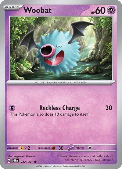 Pokemon Woobat (32/245) Paldean Fates LP REVERSE HOLO