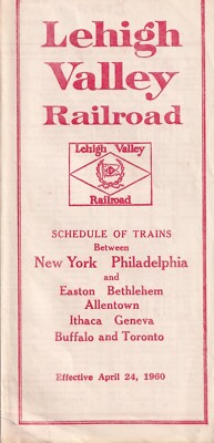 Lehigh Valley RR - Public TT - April 1960